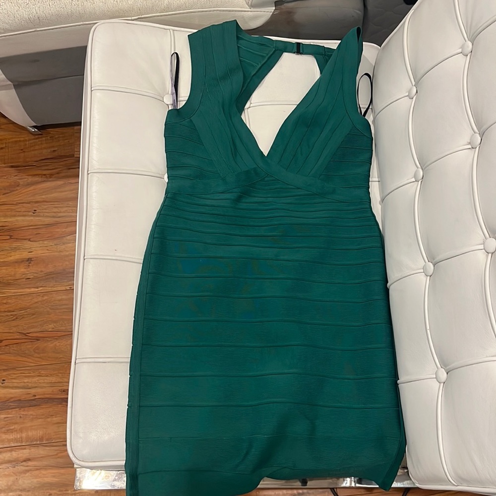 Herve leger emerald bandage dress
